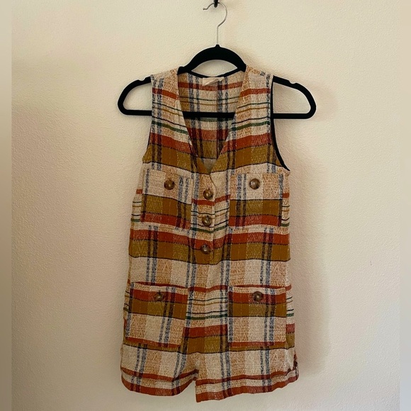 SÉZANE Zita Romper in Texas Jacquard (Rust Plaid) - Picture 4 of 5